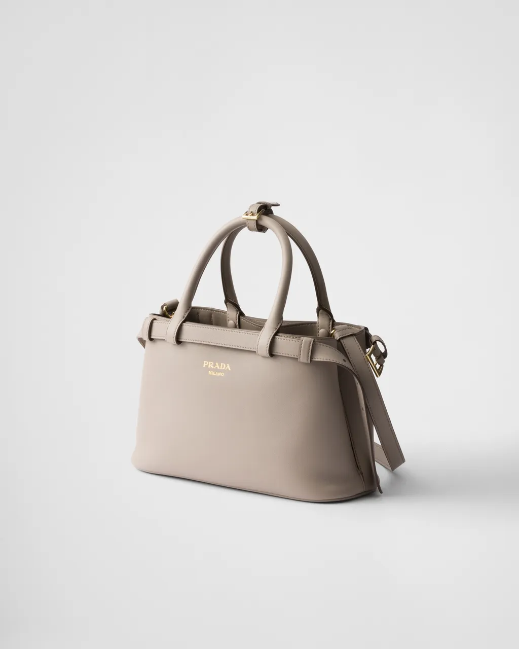Prada Buckle Small Leather Handbag With Double Belt