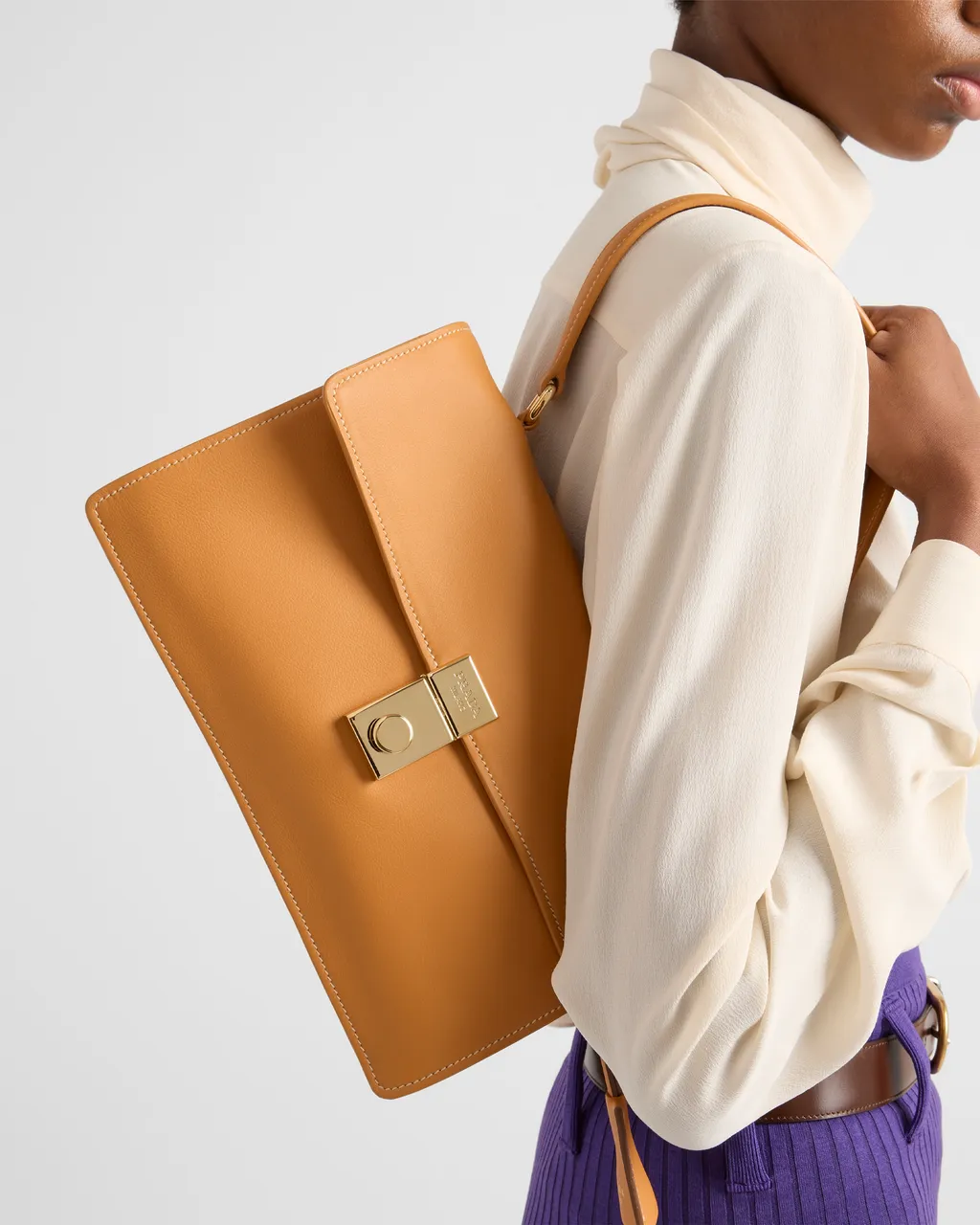 Prada Soft Sound Medium Leather Shoulder Bag