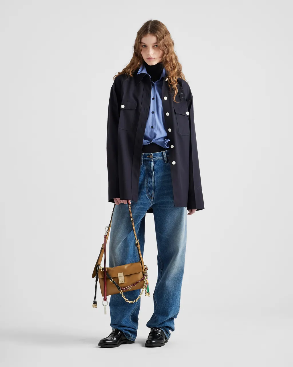 Prada Soft Sound Small Leather Shoulder Bag With Charms