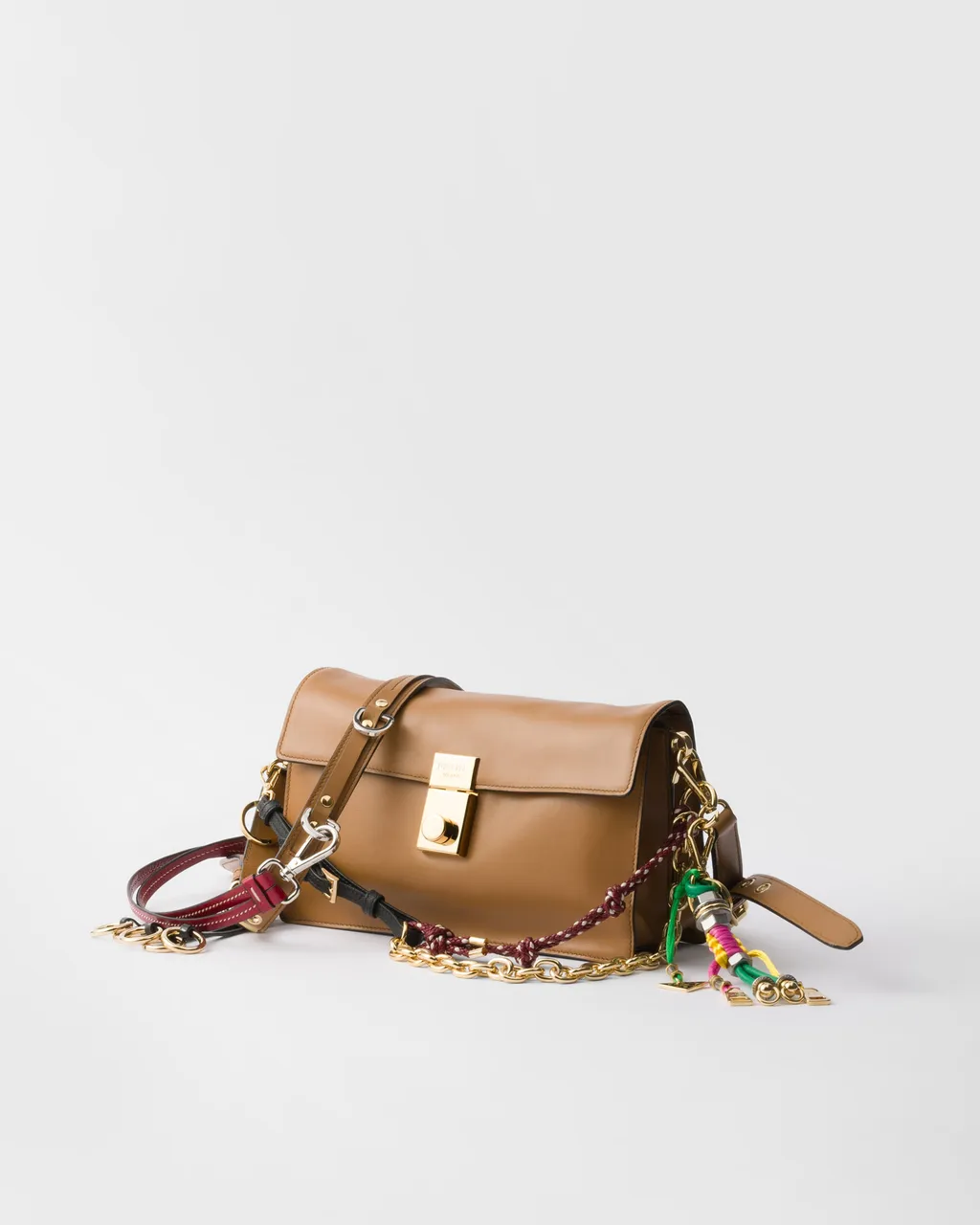 Prada Soft Sound Small Leather Shoulder Bag With Charms