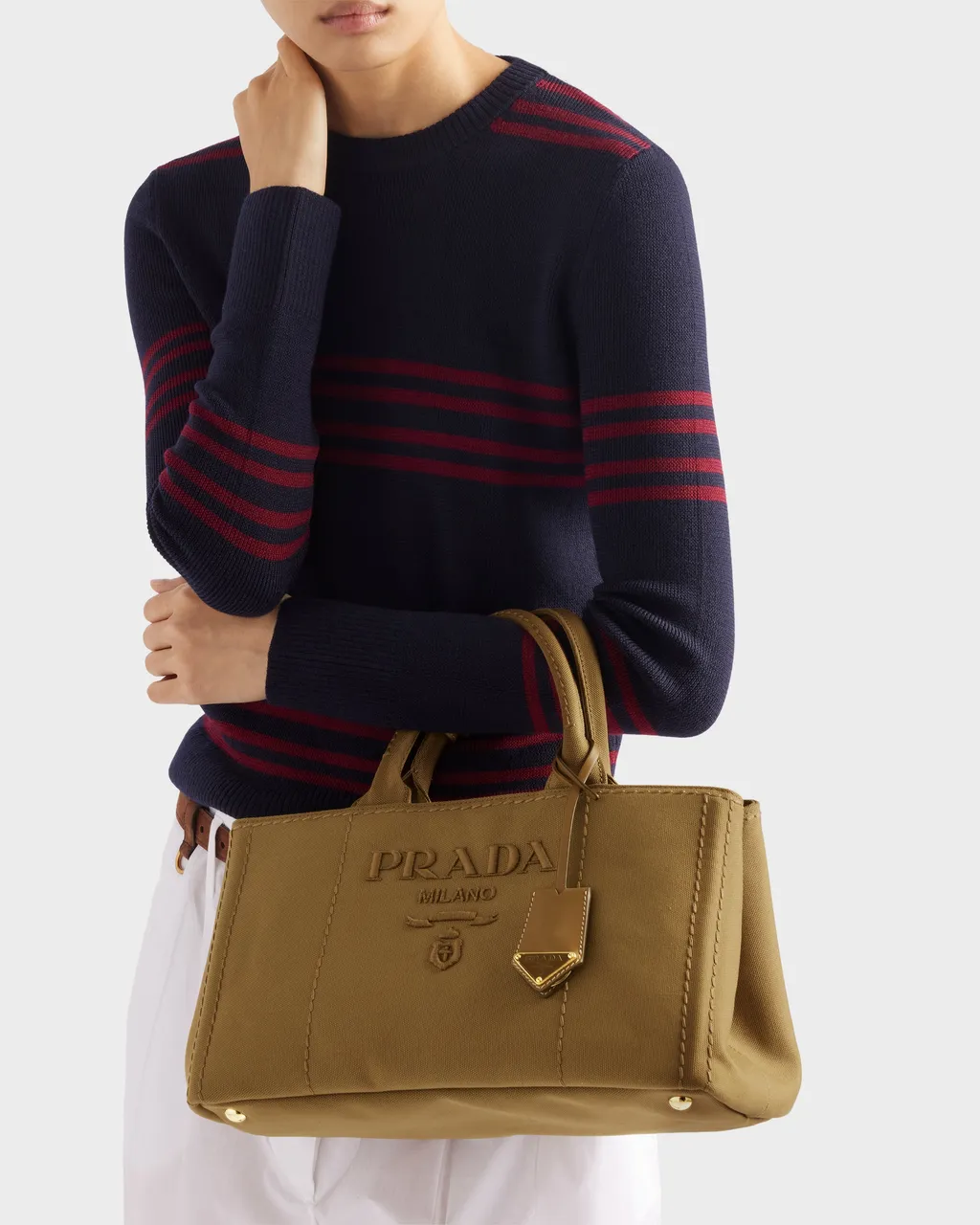 Prada JardiniÈRe Large Cotton Canvas Handbag
