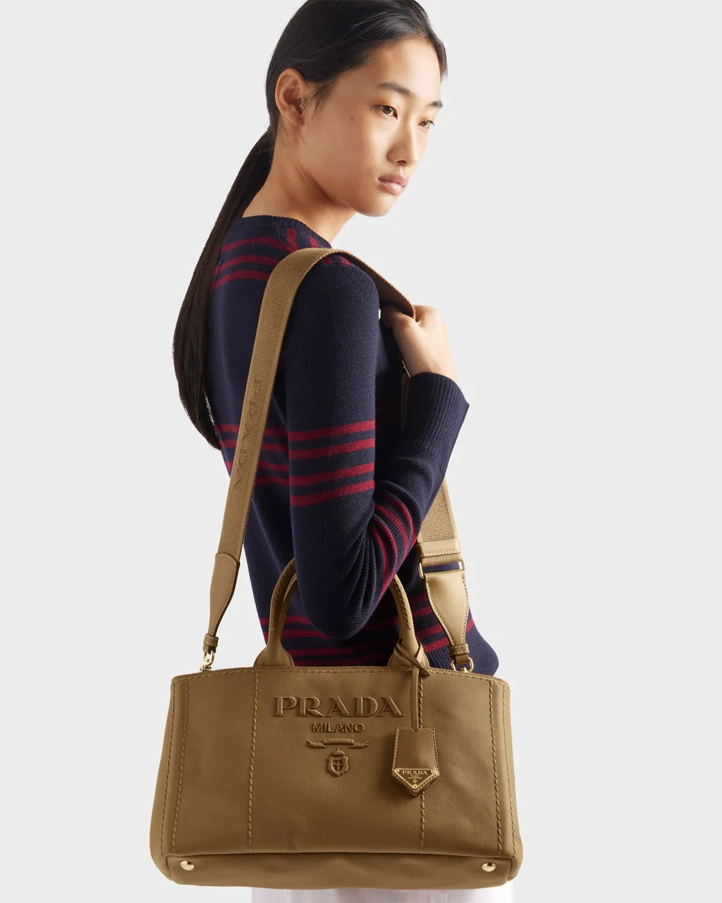 Prada JardiniÈRe Large Cotton Canvas Handbag