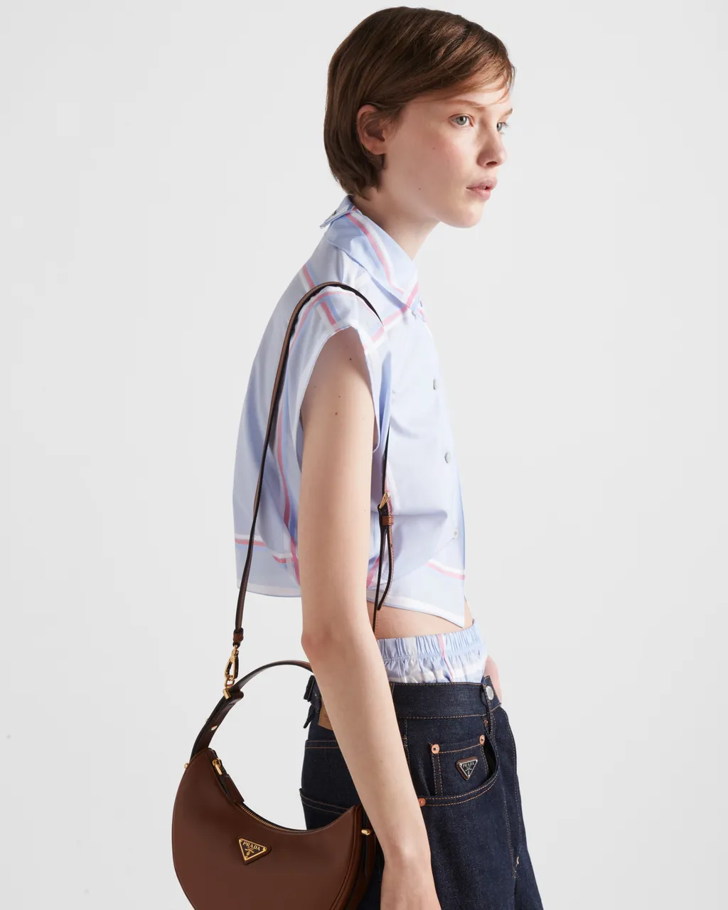 Prada Arqué Small Leather Shoulder Bag