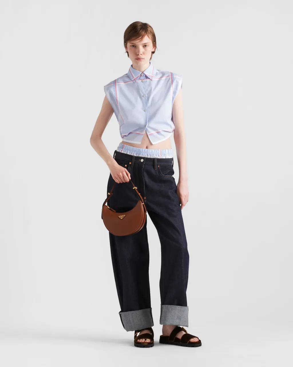 Prada Arqué Small Leather Shoulder Bag