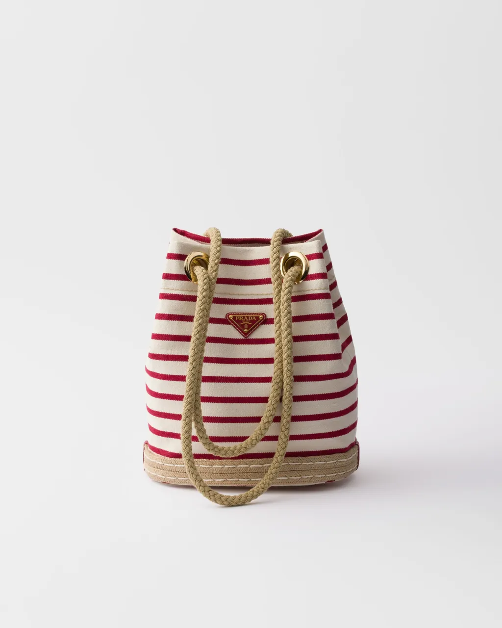 Prada Mariner Small Striped Fabric Bucket Bag