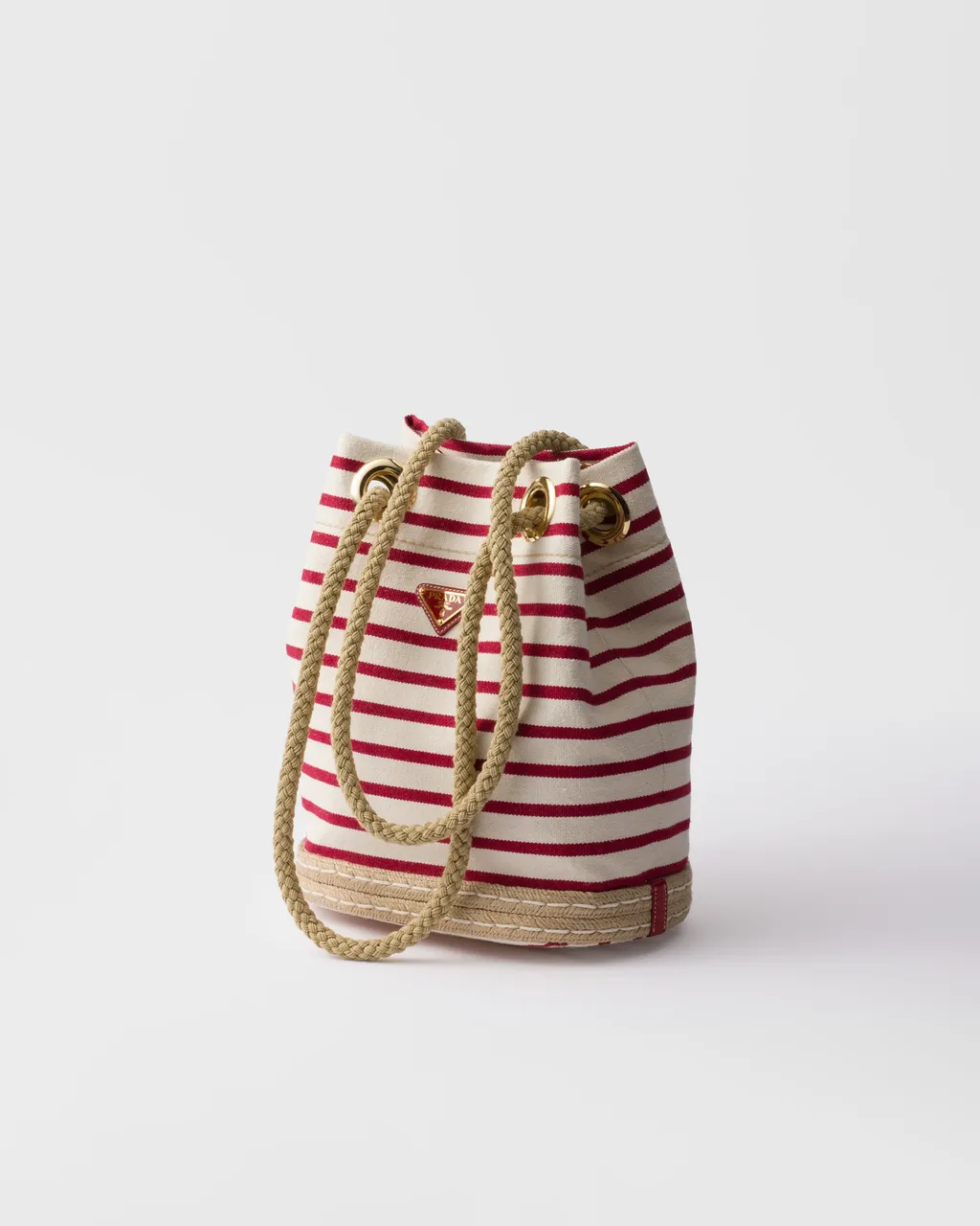 Prada Mariner Small Striped Fabric Bucket Bag