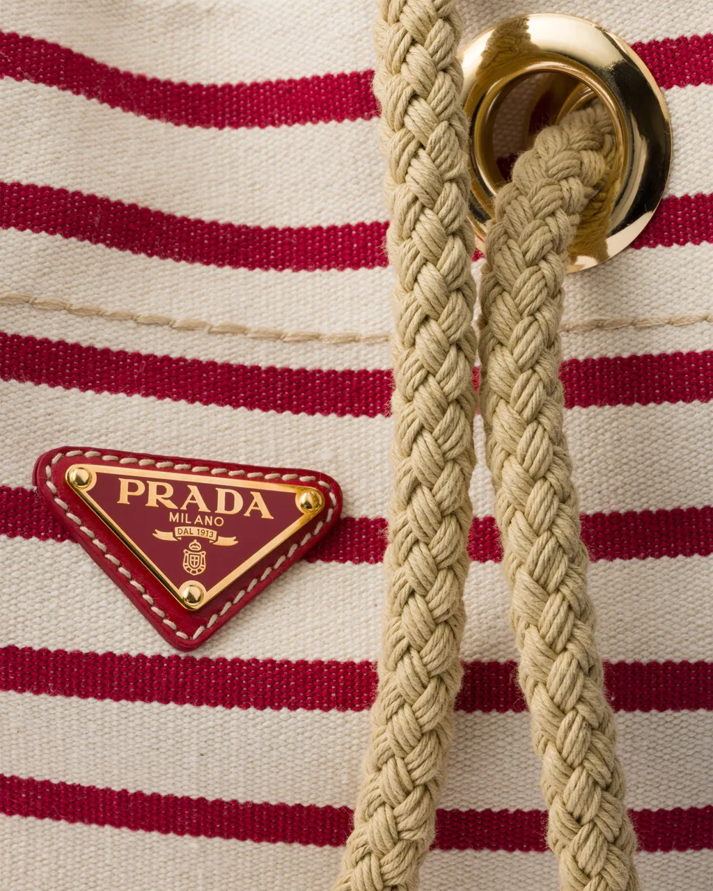 Prada Mariner Small Striped Fabric Bucket Bag
