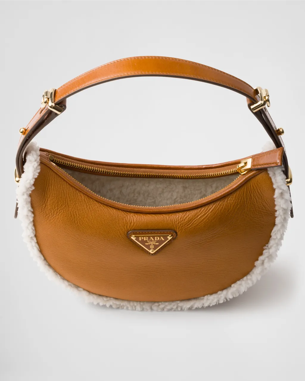 Prada Arqué Small Shearling Shoulder Bag