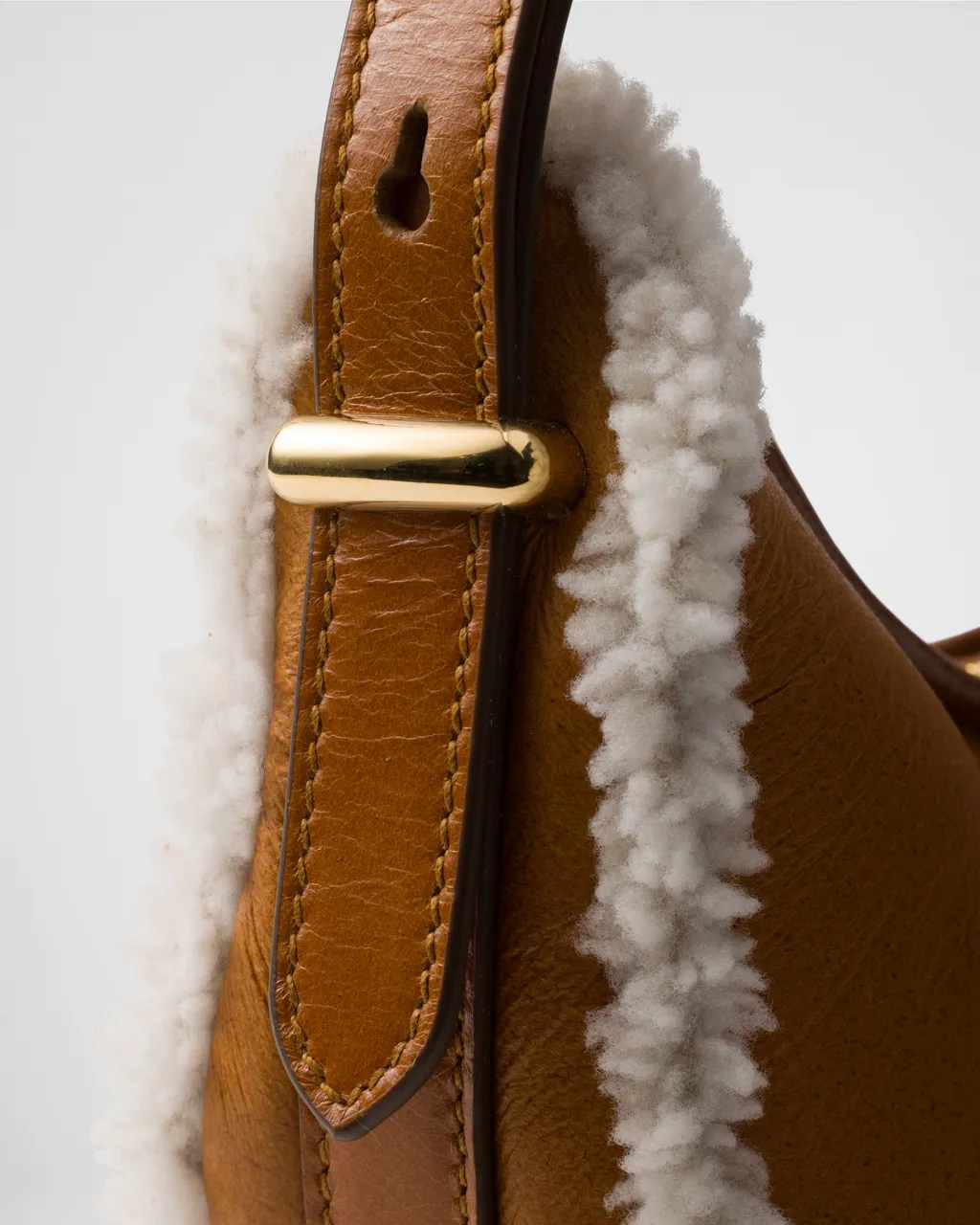 Prada Arqué Small Shearling Shoulder Bag