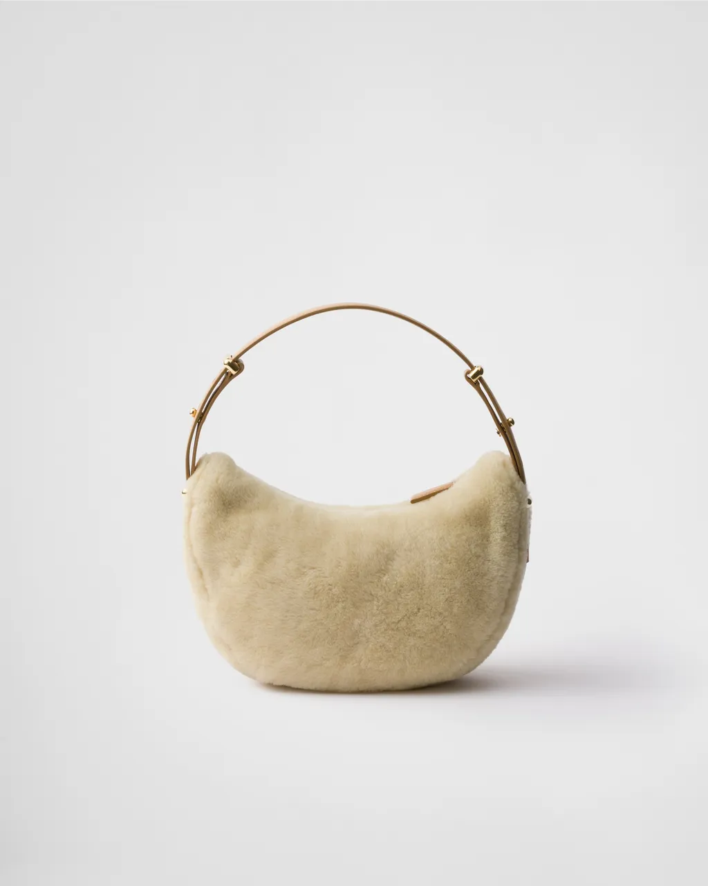 Prada Arqué Shearling And Leather Shoulder Bag