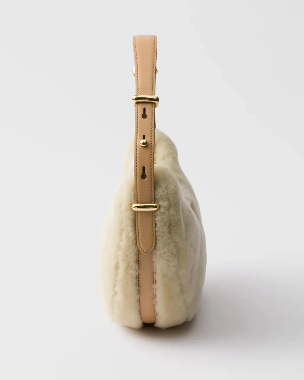 Prada Arqué Shearling And Leather Shoulder Bag