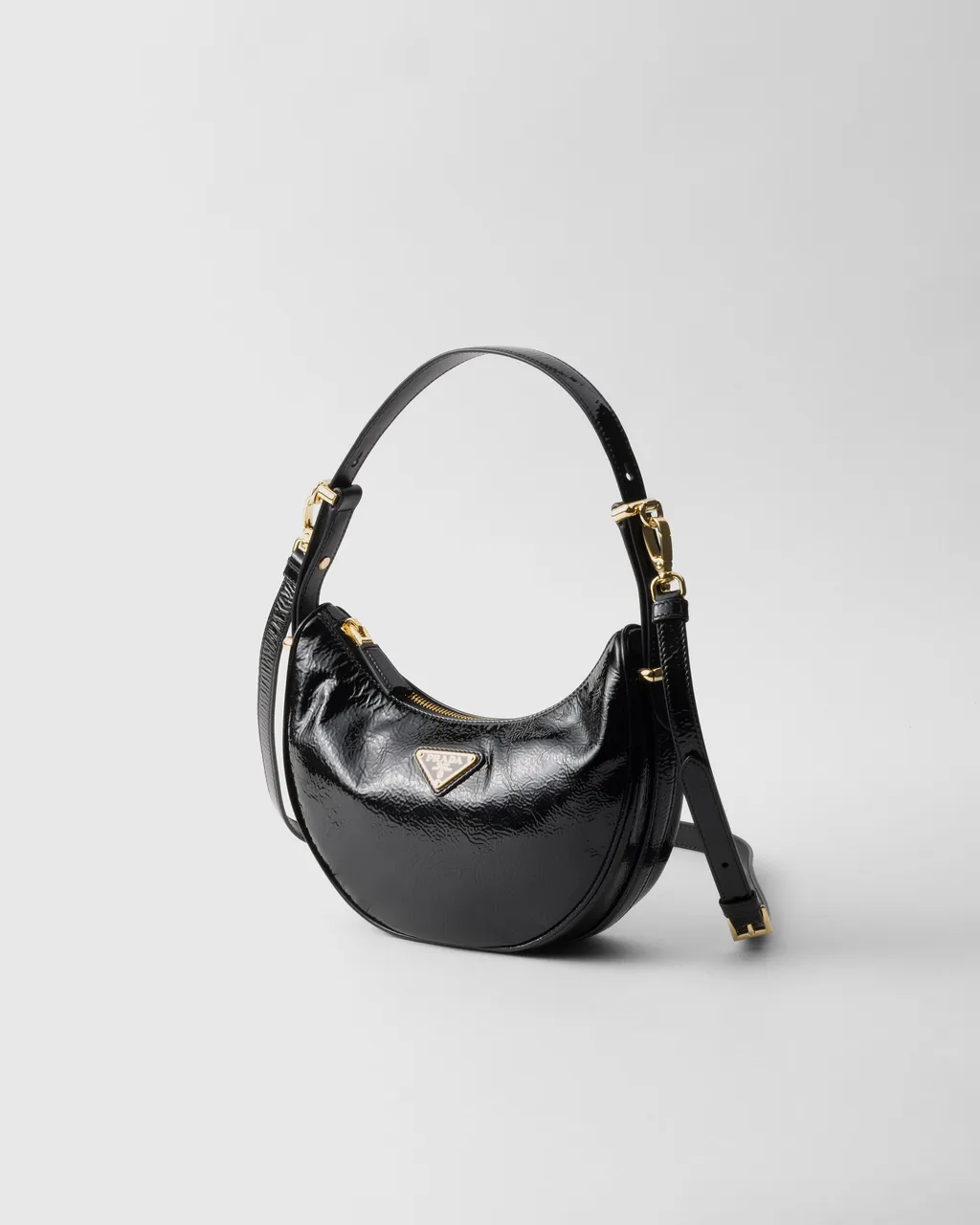 Prada Arqué Naplak Patent Leather Shoulder Bag