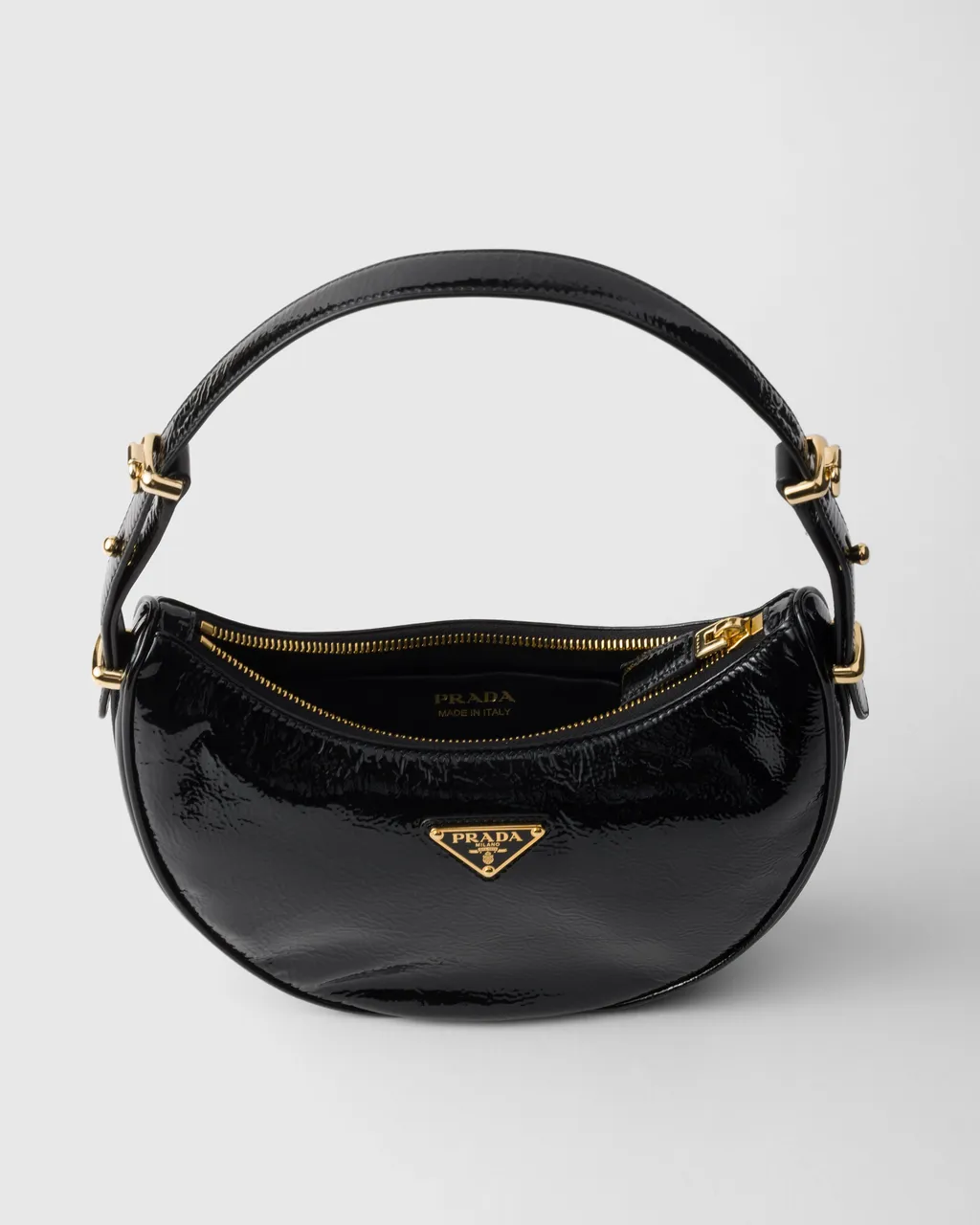 Prada Arqué Naplak Patent Leather Shoulder Bag