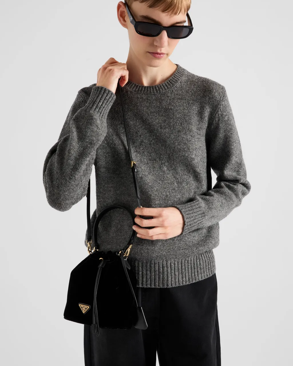 Velvet Mini-Bag With Nappa Leather Details