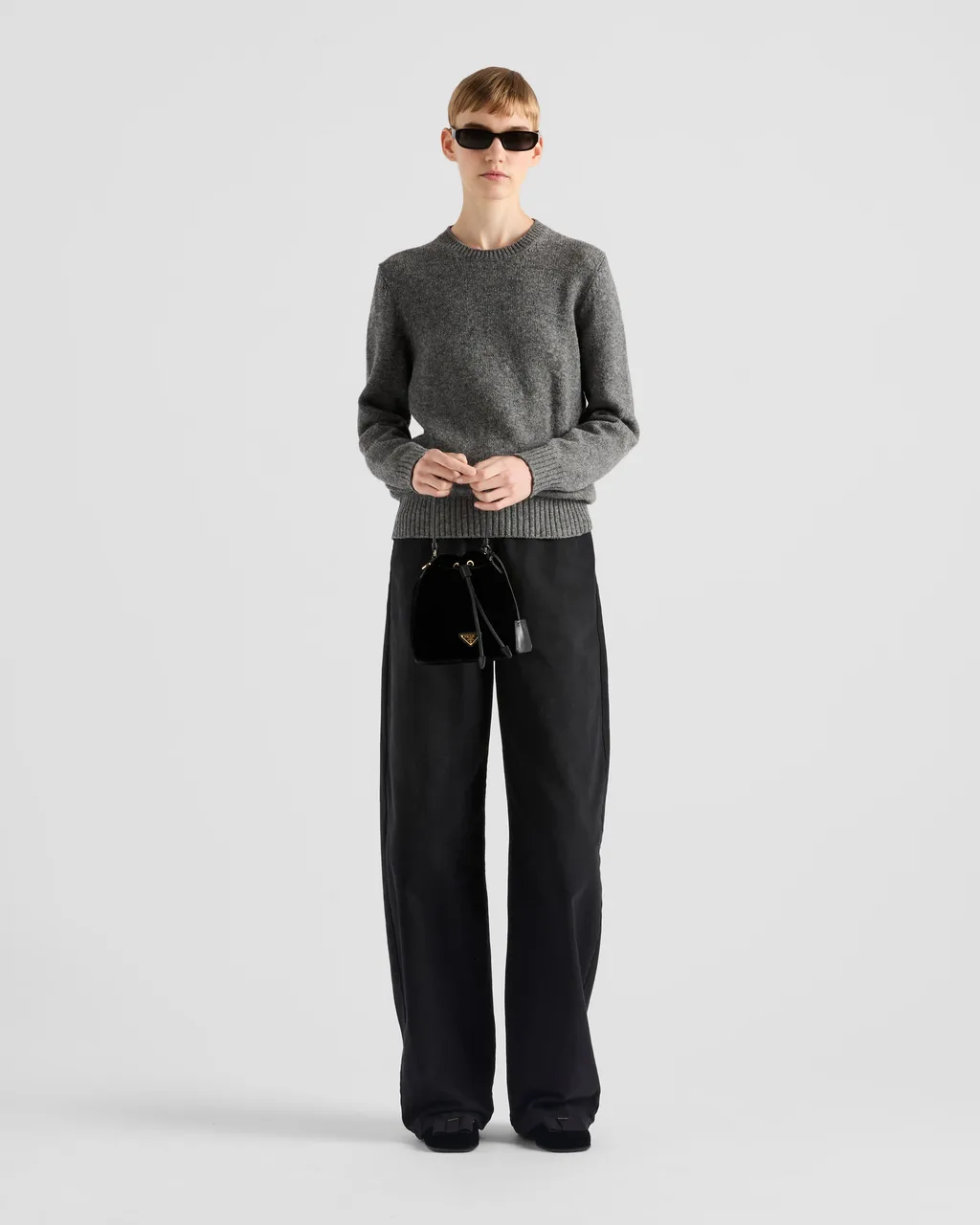 Velvet Mini-Bag With Nappa Leather Details