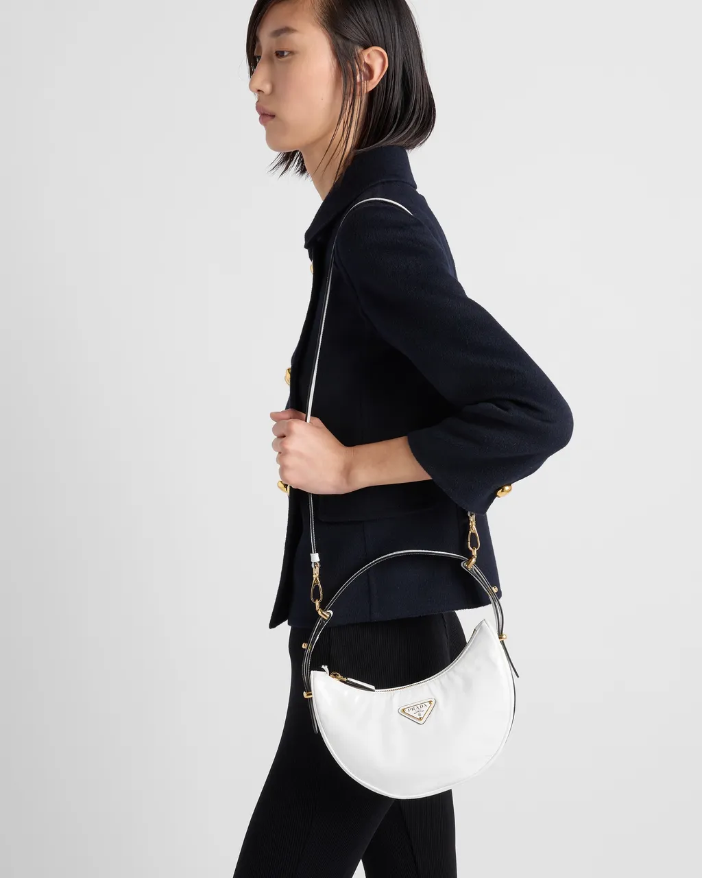 Prada Arqué Naplak Patent Leather Shoulder Bag