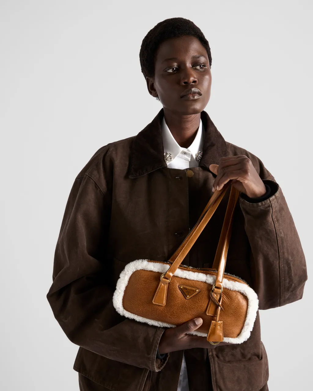Medium Shearling Two-Handle Bag