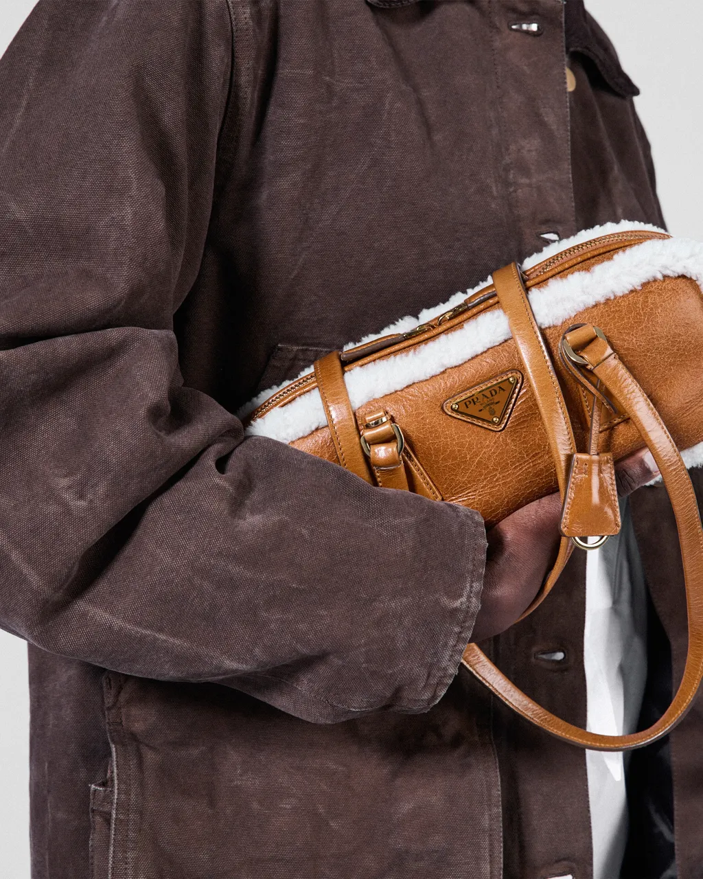 Medium Shearling Two-Handle Bag