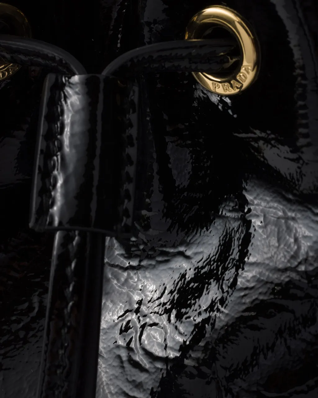 Prada Duet Naplak Patent Leather Bucket Bag