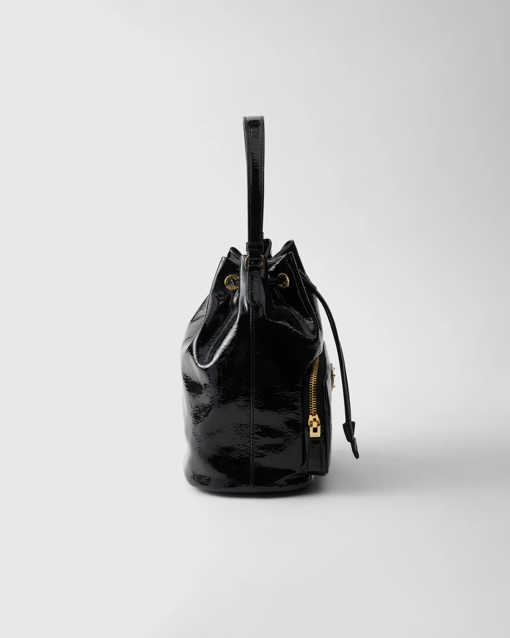 Prada Duet Naplak Patent Leather Bucket Bag