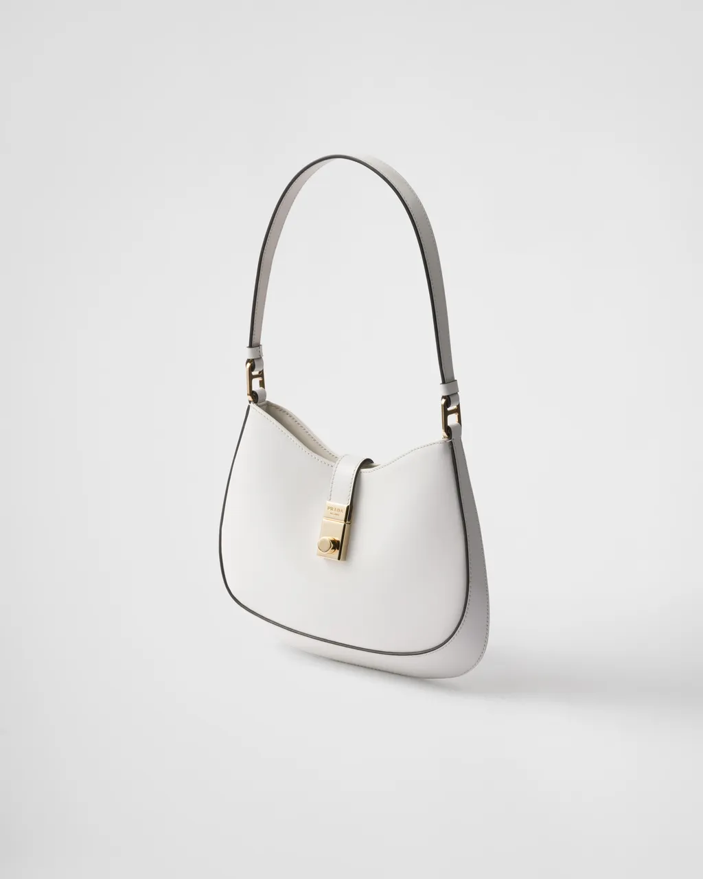 Prada Cleo Brushed Leather Shoulder Bag With Clasp Closure