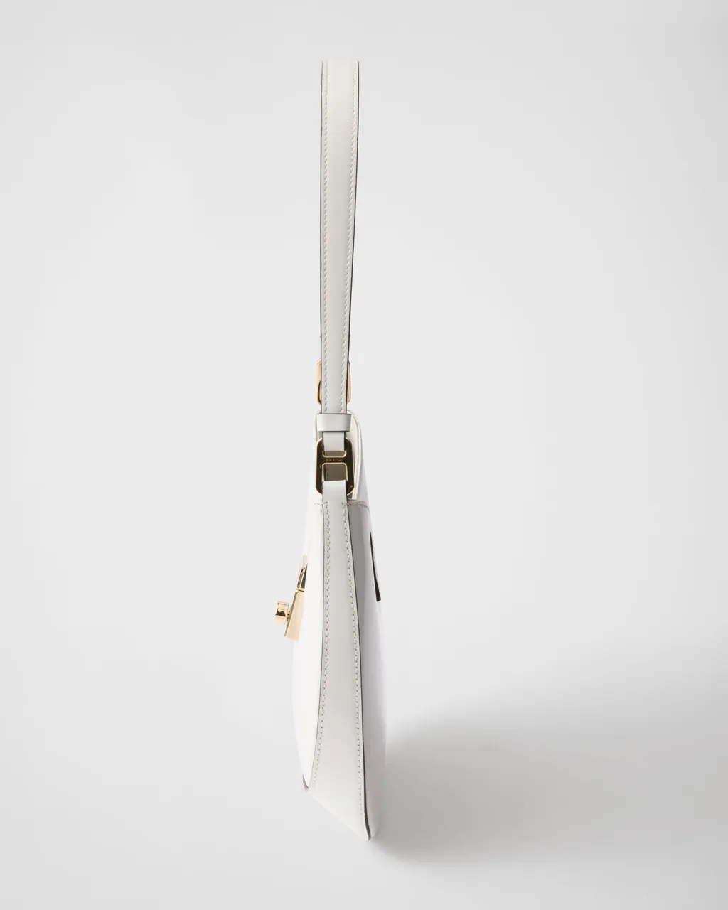 Prada Cleo Brushed Leather Shoulder Bag With Clasp Closure