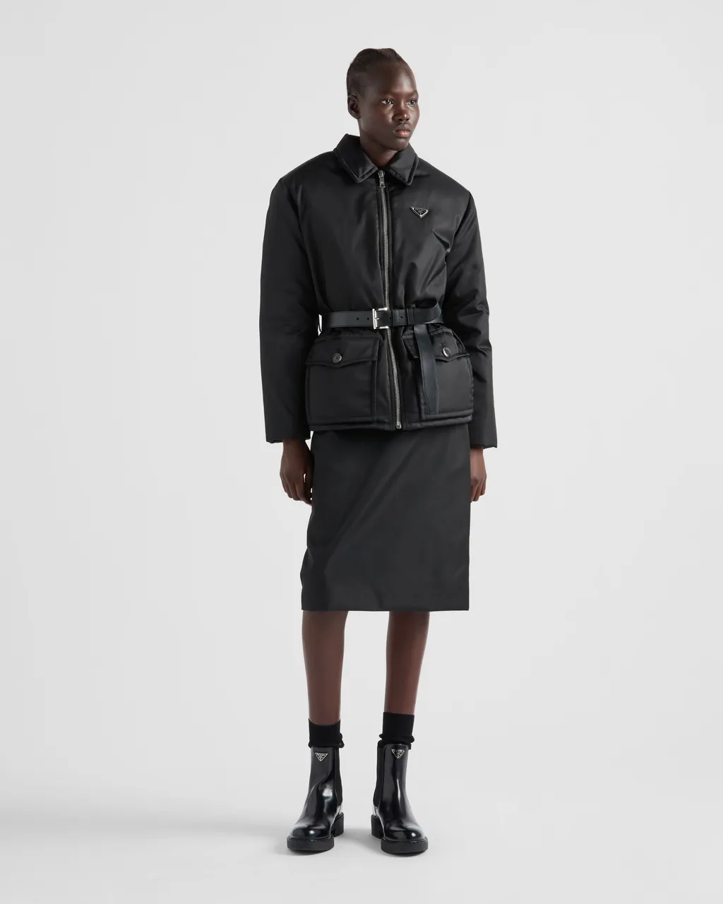 Re-Nylon Down Jacket With Belt
