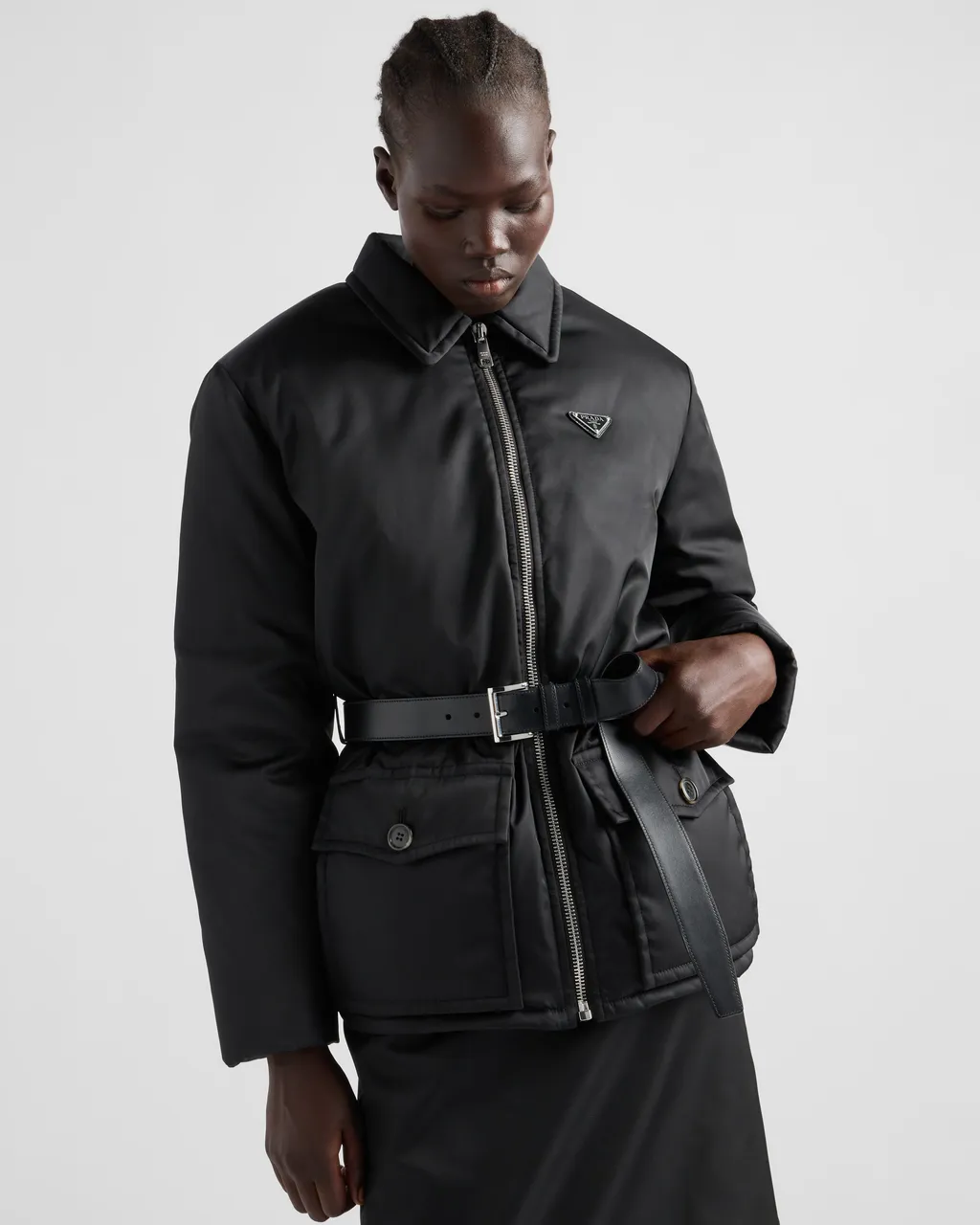 Re-Nylon Down Jacket With Belt