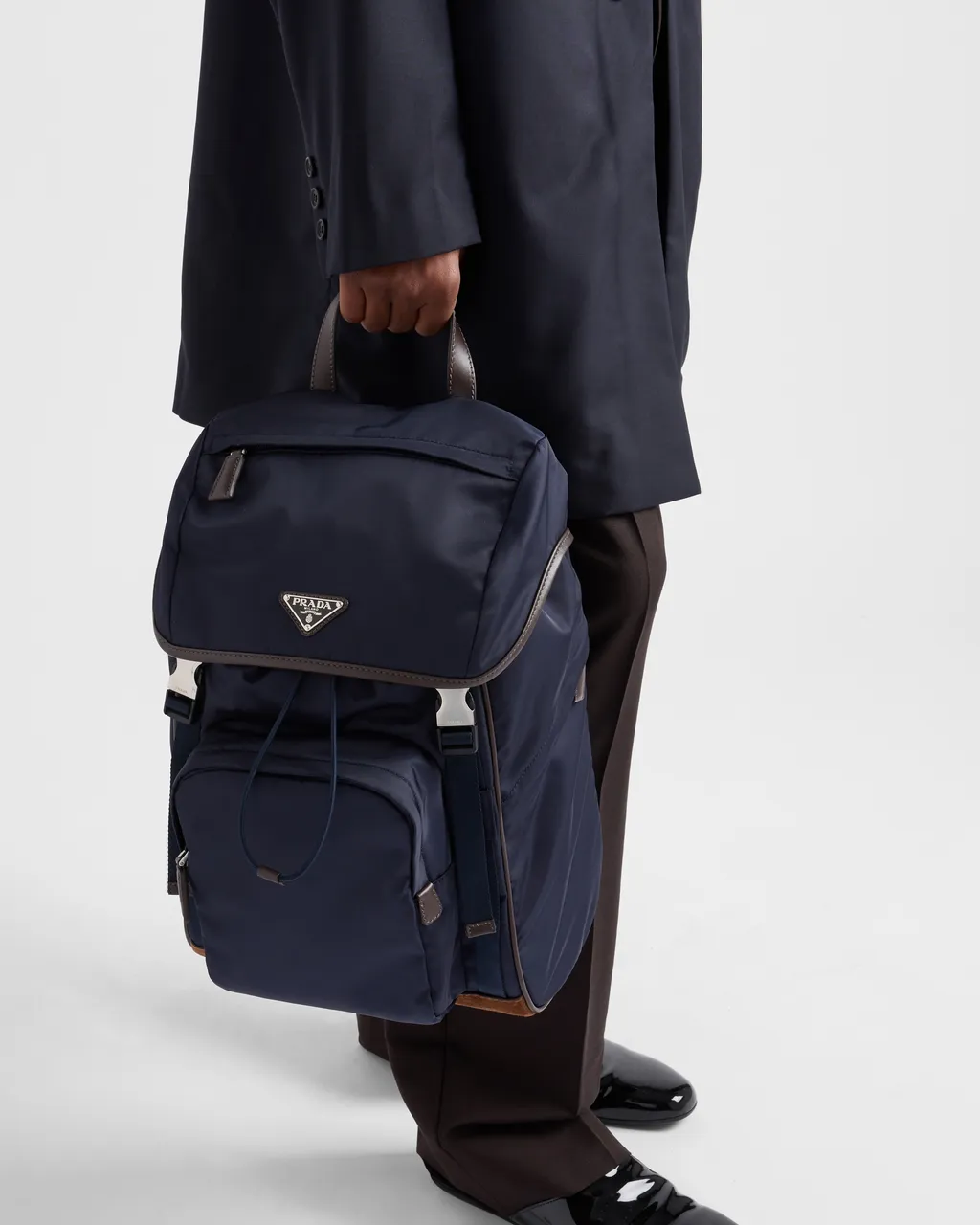 Re-Nylon And Leather Backpack