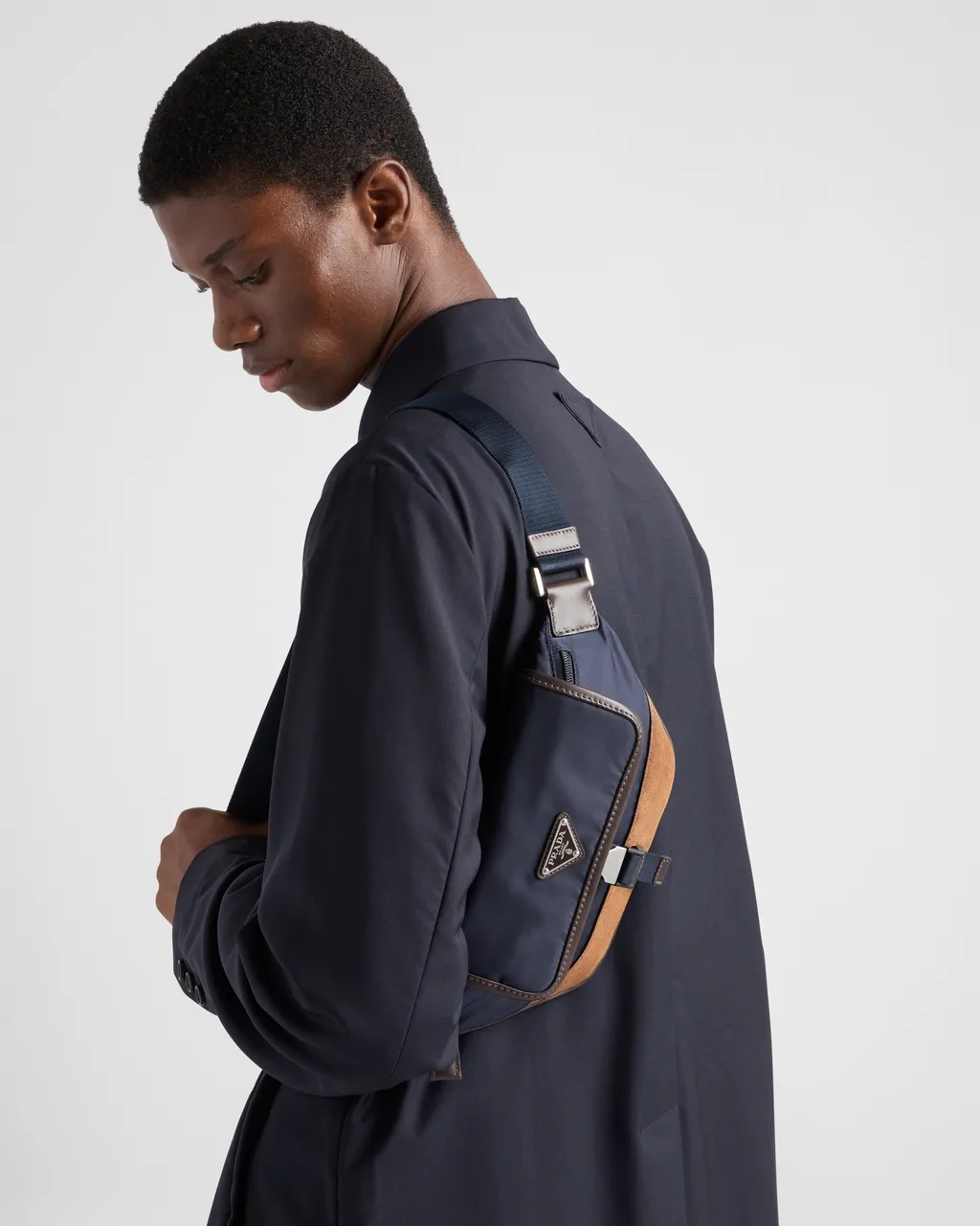 Re-Nylon And Leather Belt Bag
