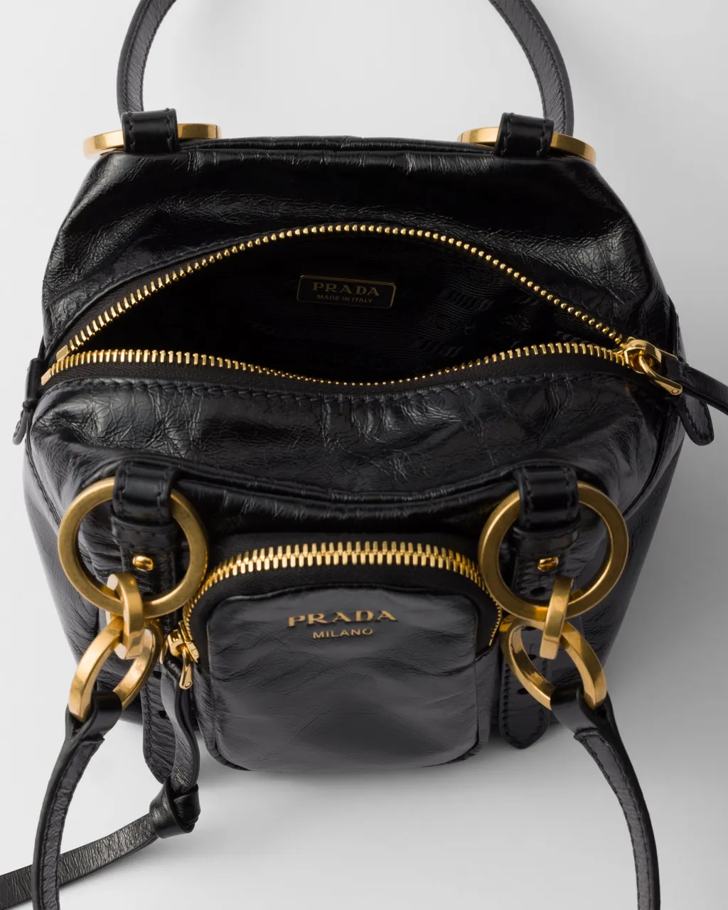 Prada Dangle Leather Top-Handle Mini-Bag