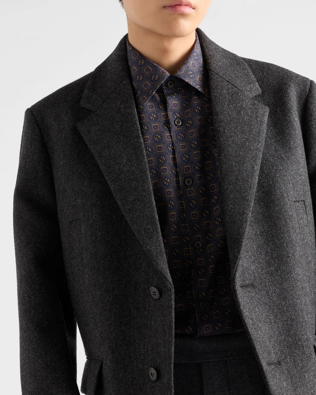 Short-Sleeved Printed Silk Shirt