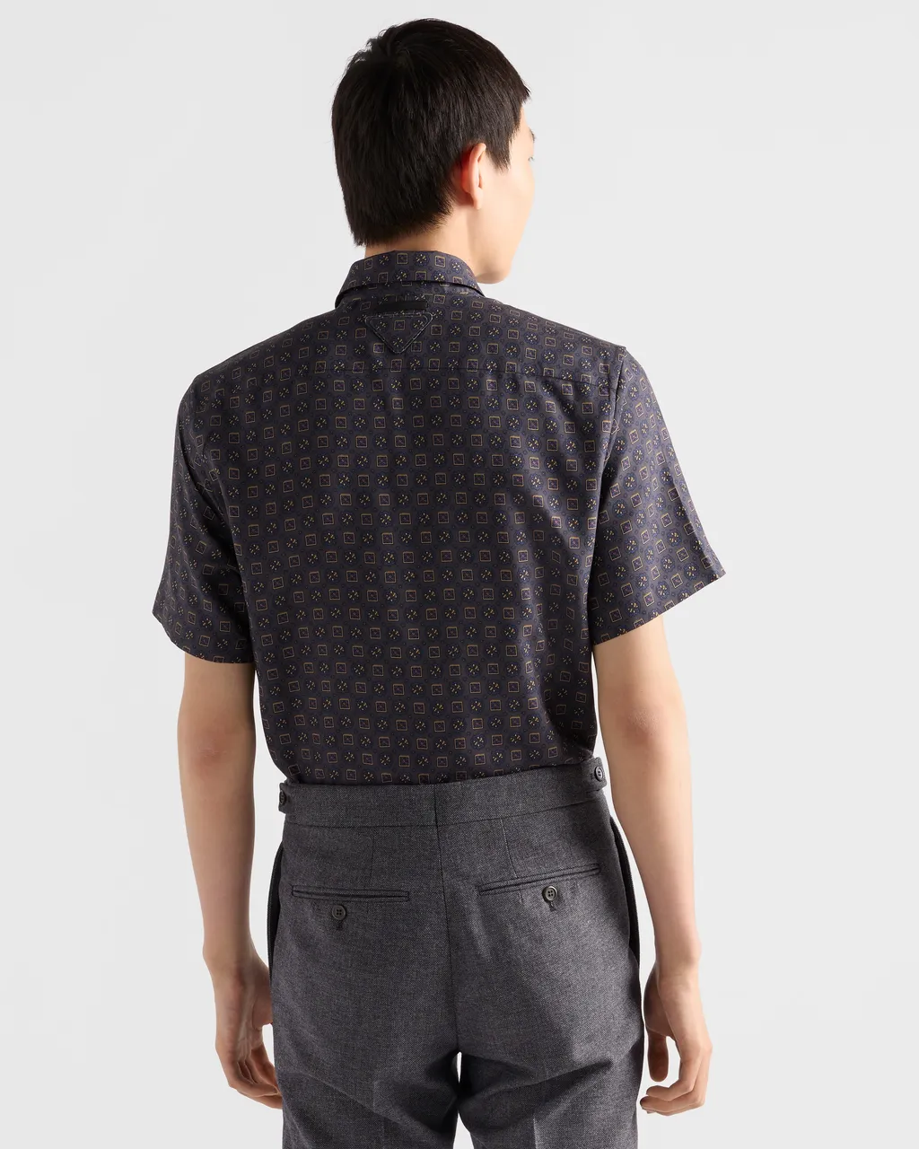 Short-Sleeved Printed Silk Shirt