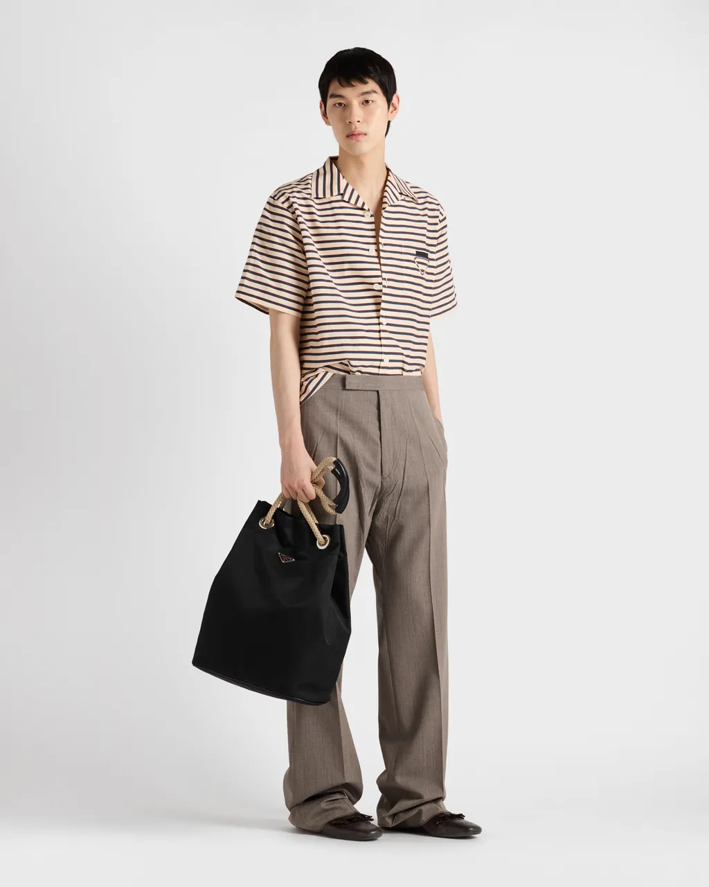 Striped Cotton And Silk Bowling Shirt