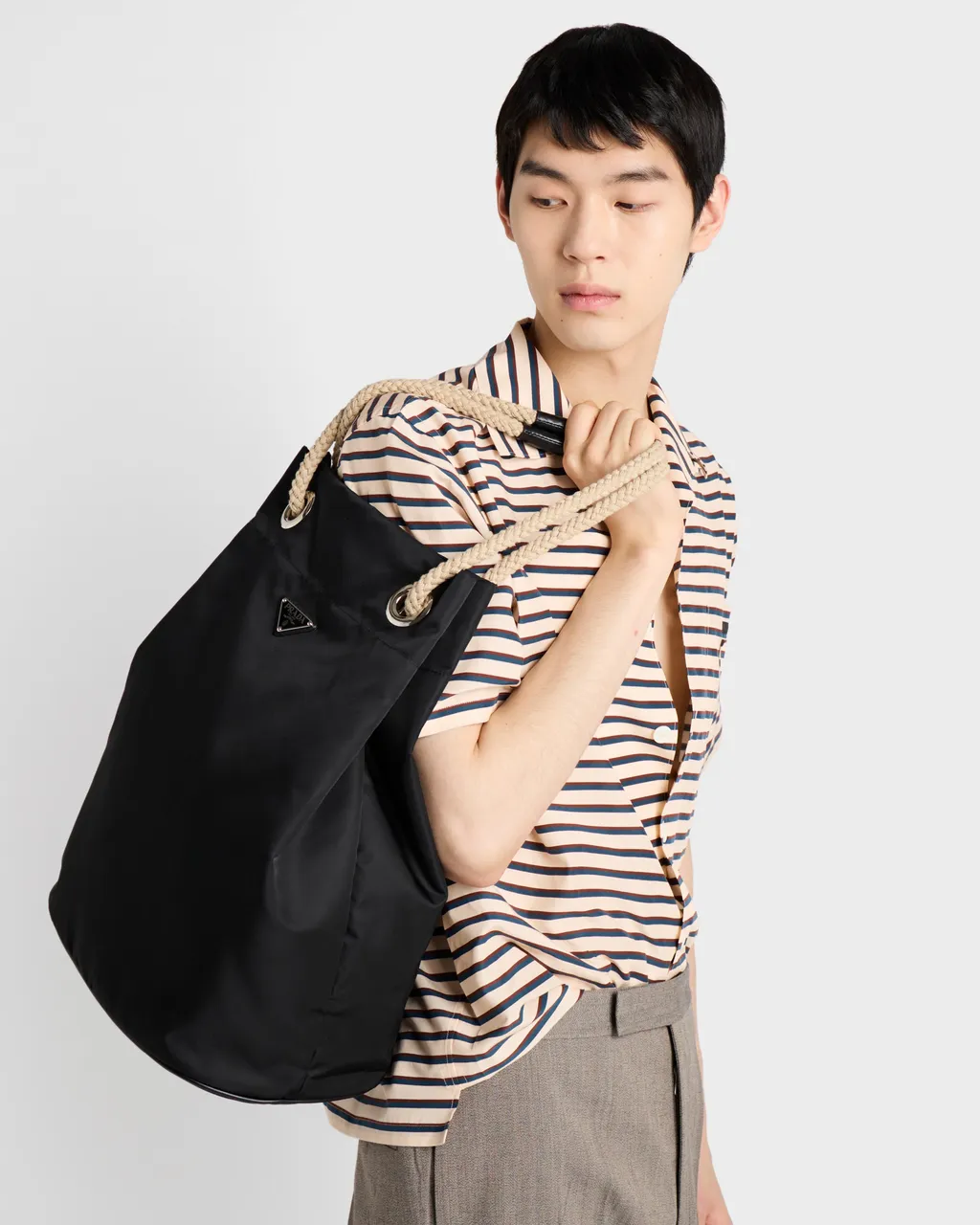 Striped Cotton And Silk Bowling Shirt