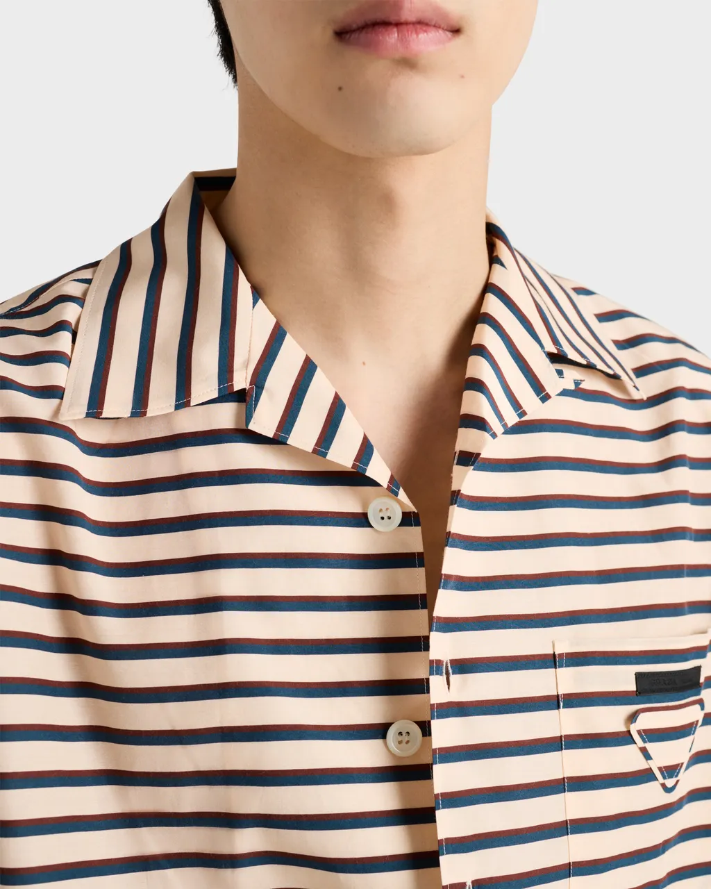 Striped Cotton And Silk Bowling Shirt