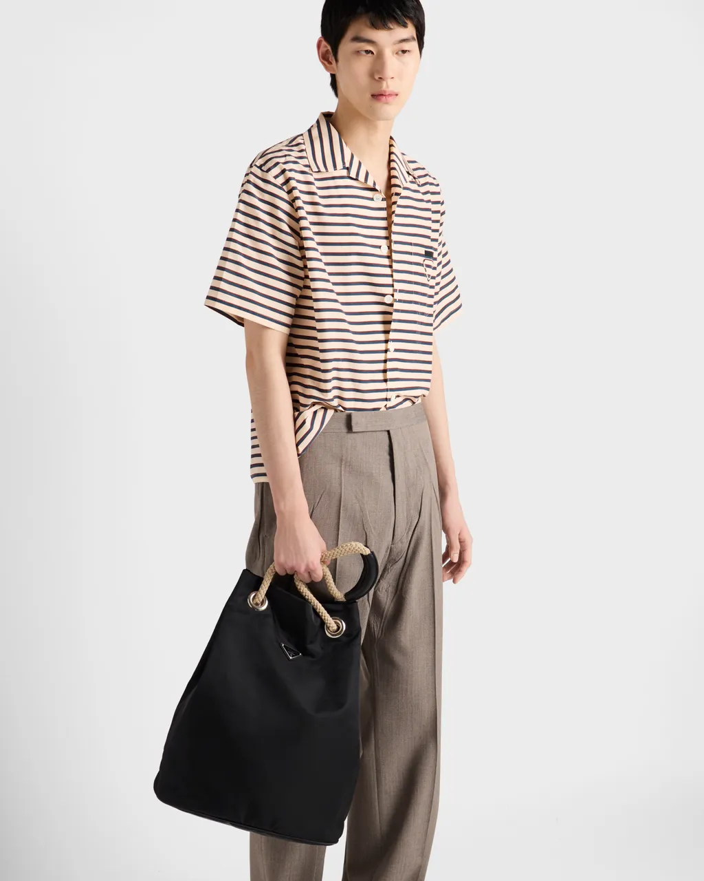 Striped Cotton And Silk Bowling Shirt