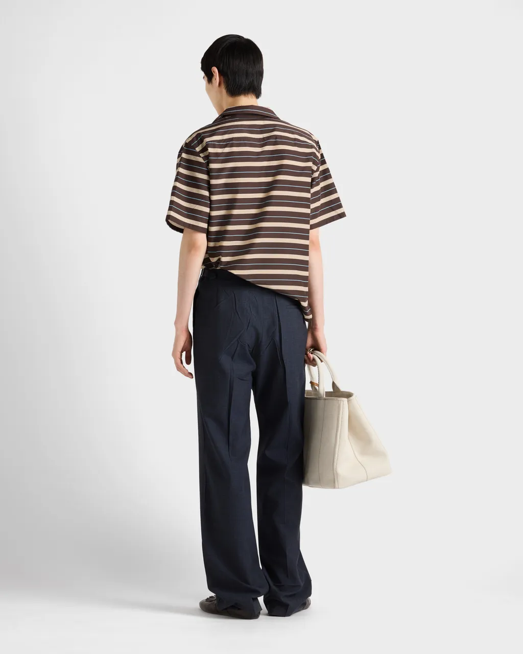 Striped Cotton And Silk Bowling Shirt