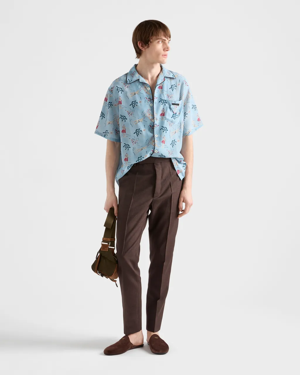 Printed Silk Blend Bowling Shirt