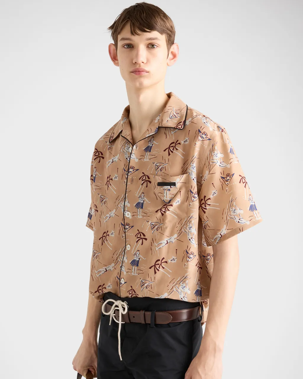Printed Silk Blend Bowling Shirt