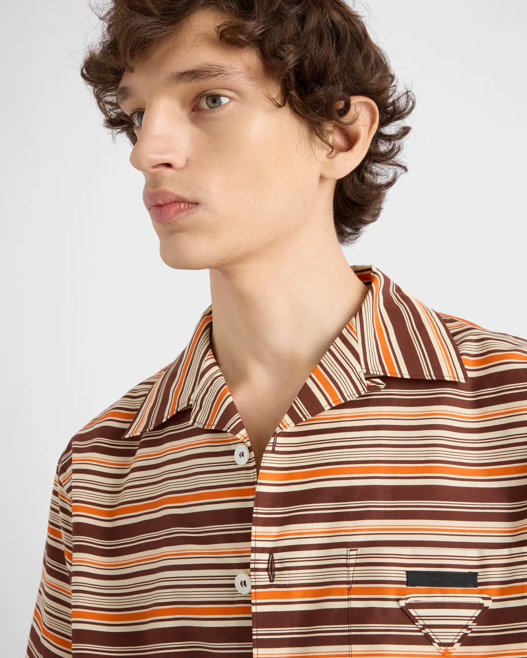 Striped Cotton And Silk Bowling Shirt