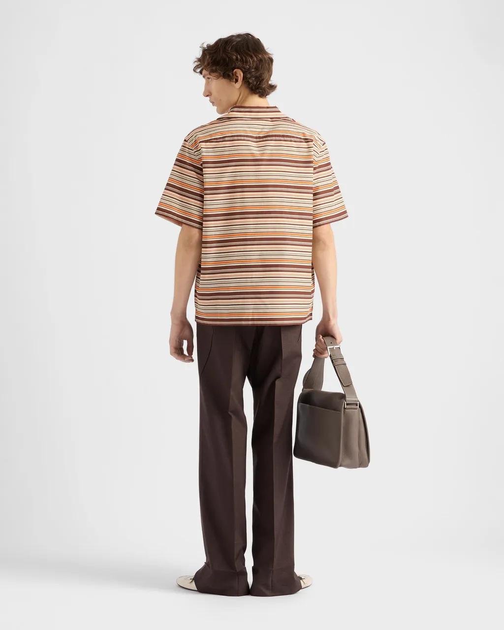 Striped Cotton And Silk Bowling Shirt