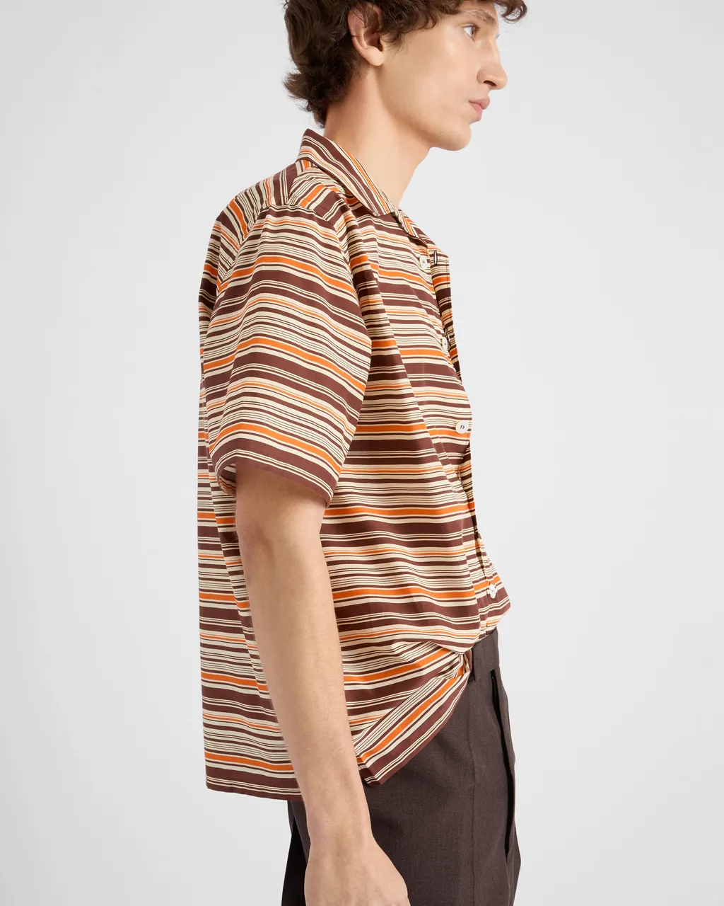 Striped Cotton And Silk Bowling Shirt