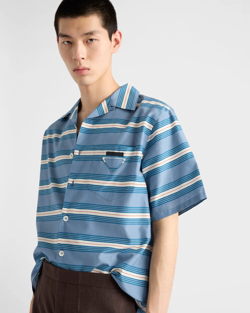Striped Cotton And Silk Bowling Shirt
