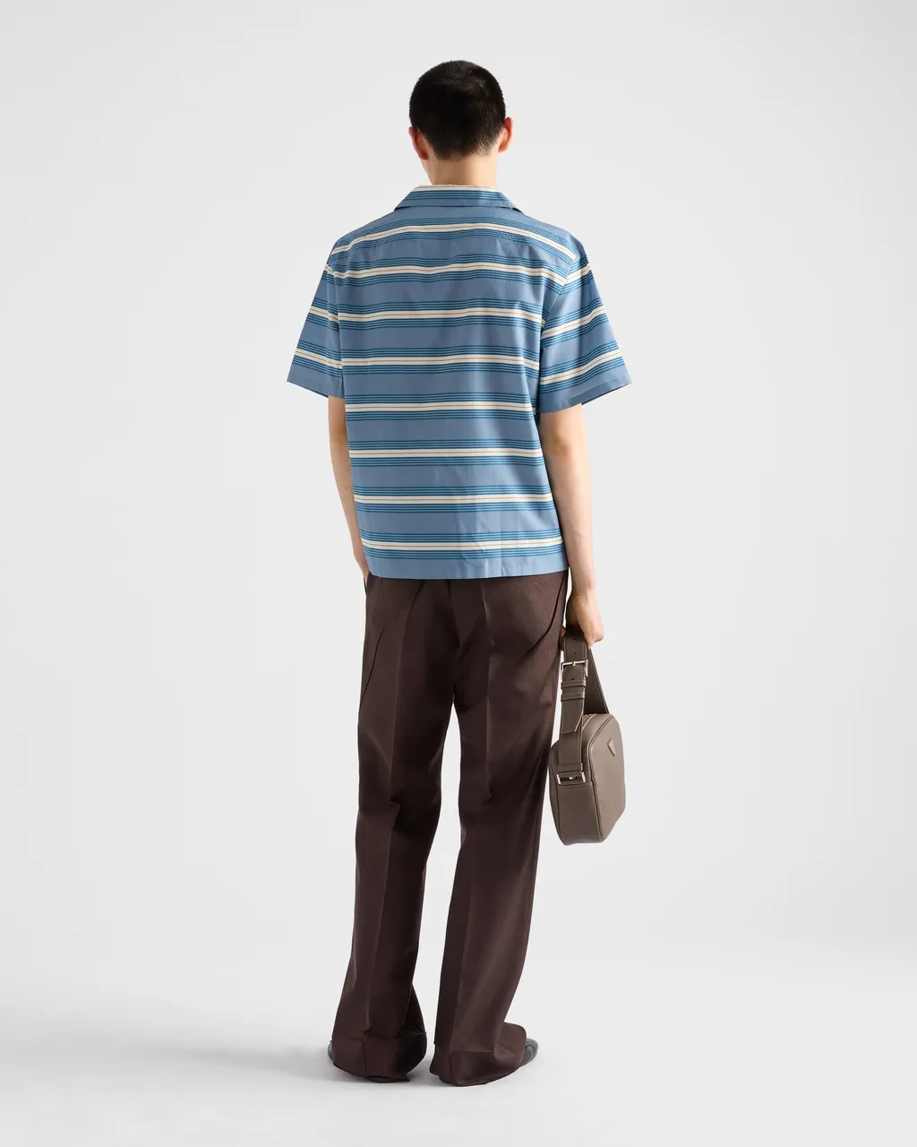 Striped Cotton And Silk Bowling Shirt