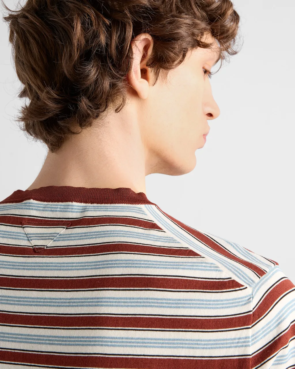 Short-Sleeved Striped Cotton Sweater
