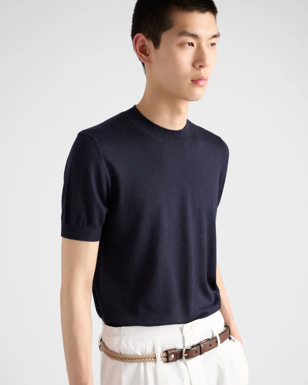 Short-Sleeved Cashmere And Silk Sweater