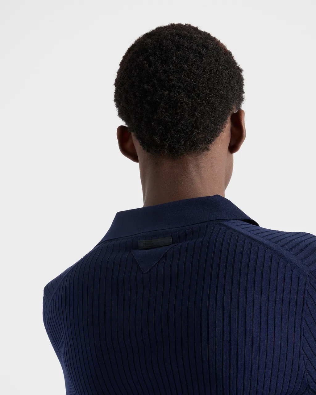 Ribbed Knit Cotton Polo Shirt