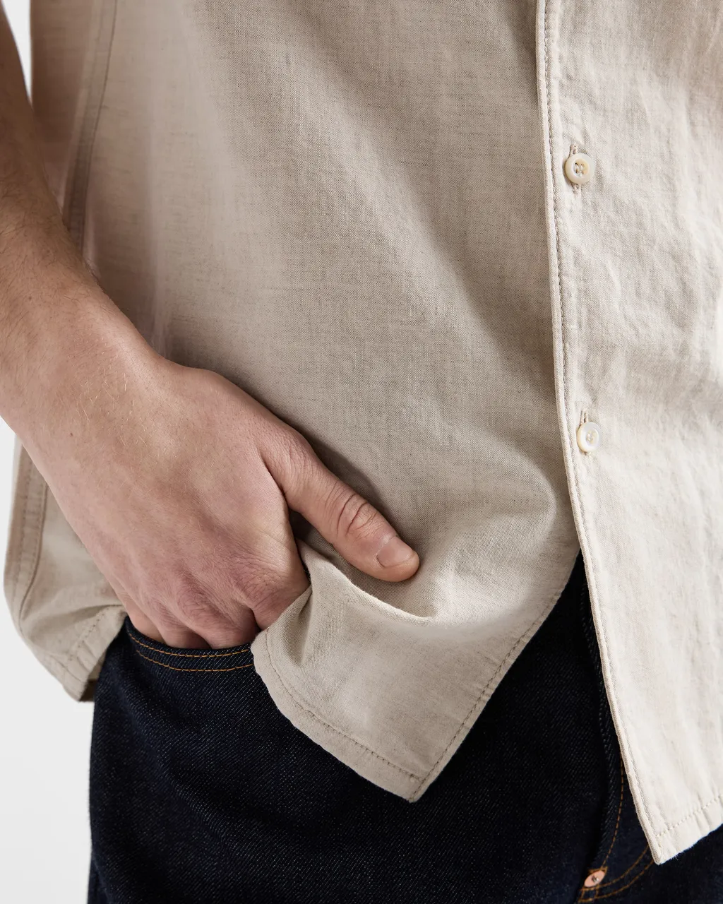 Short-Sleeved Chambray Shirt