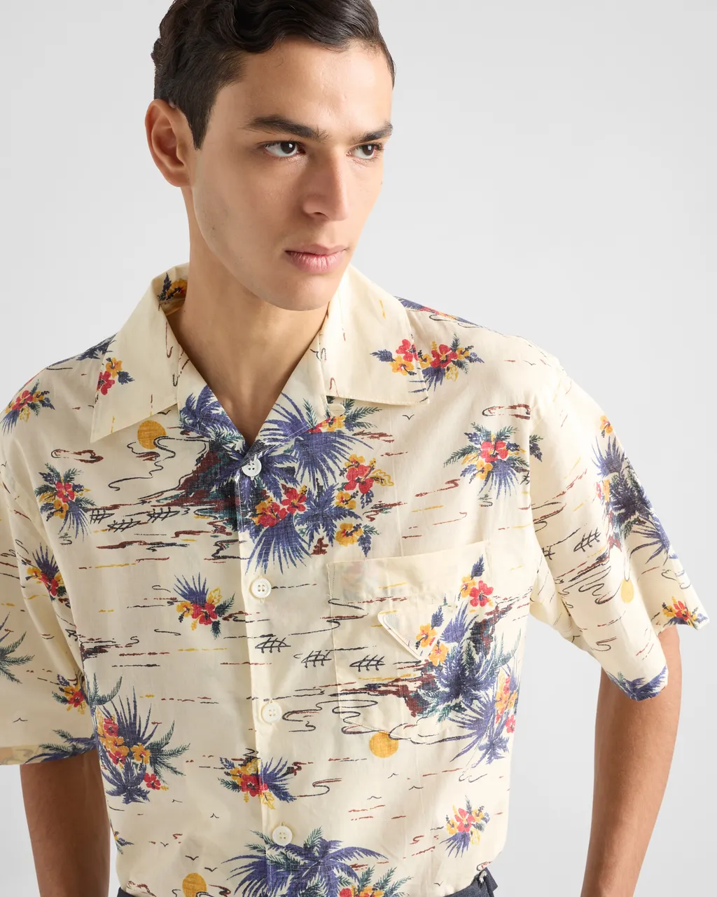 Printed Cotton Bowling Shirt